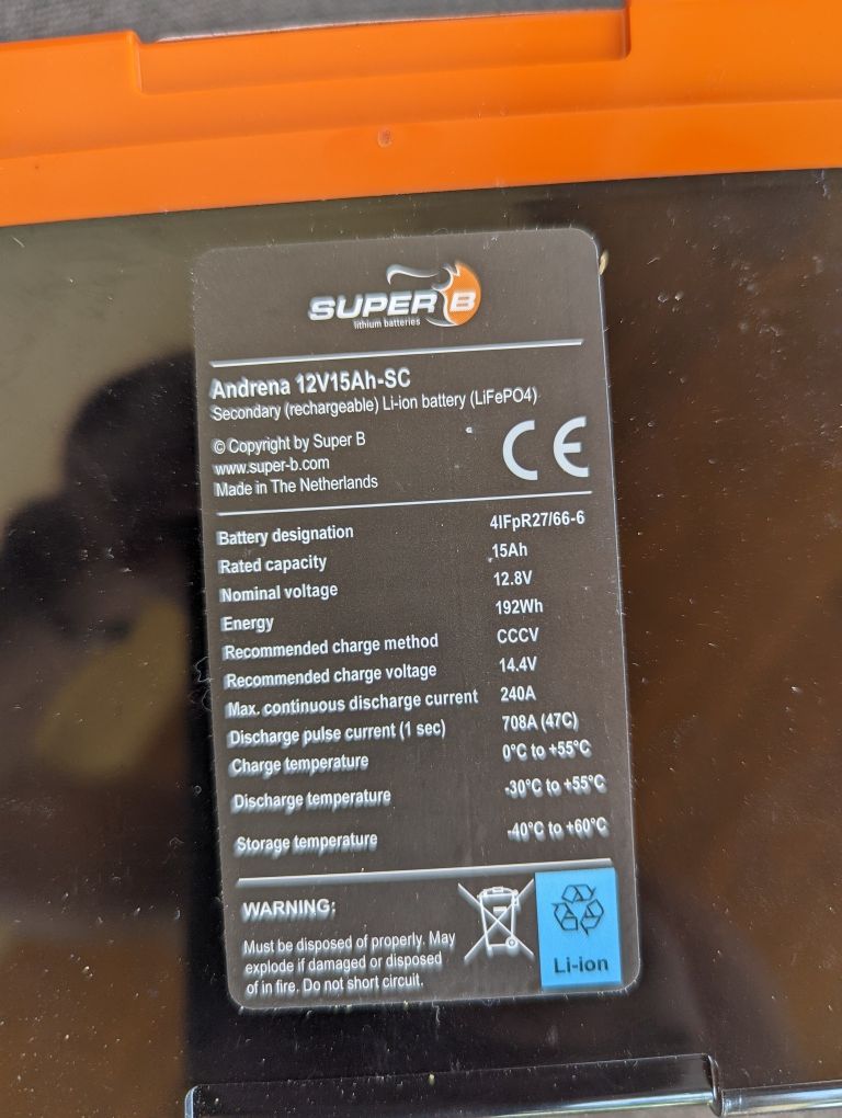 Acumulator/Baterie NOU Lithium LifePO4, Super B Andrena 12.8V, 15Ah, 1