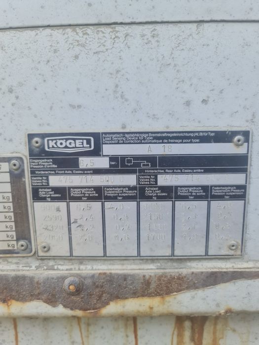Remorcă Kögel 18T camion
