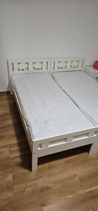 Pat copii ikea alb cu saltea si somiera