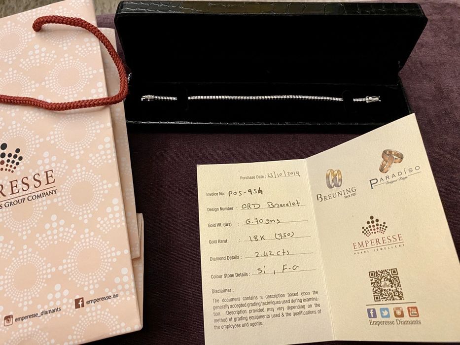 Bratara diamante NOUA (tennis bracelet) 2.42 ct ,aur alb 18k