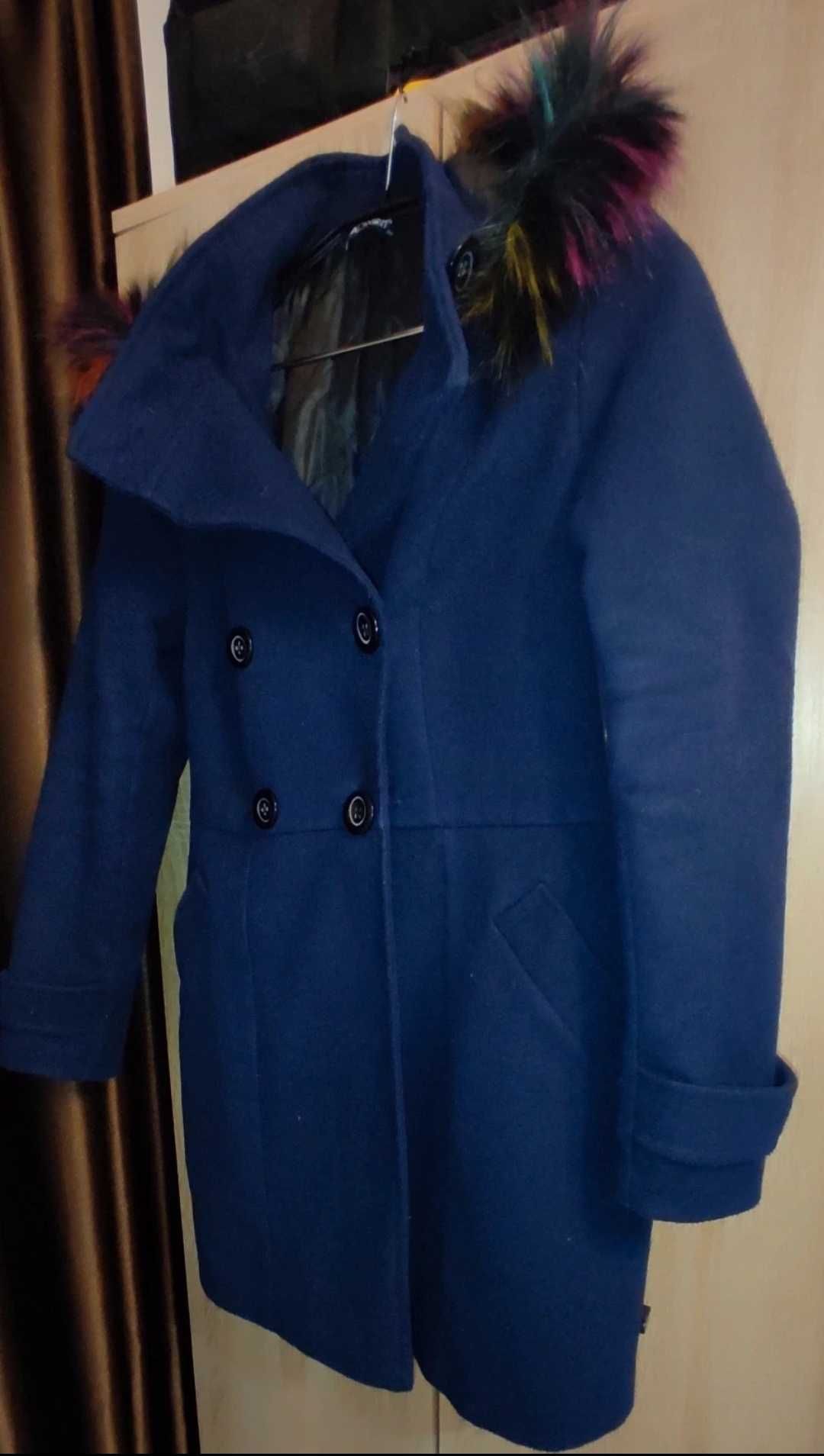 Palton albastru purtat