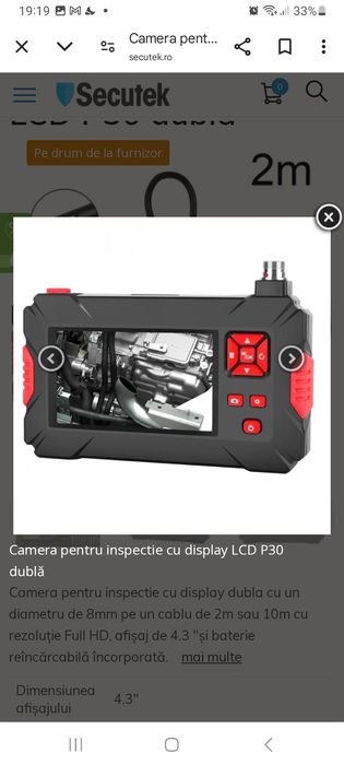 Camera pentru inspectie cu display LCD P30 dublă