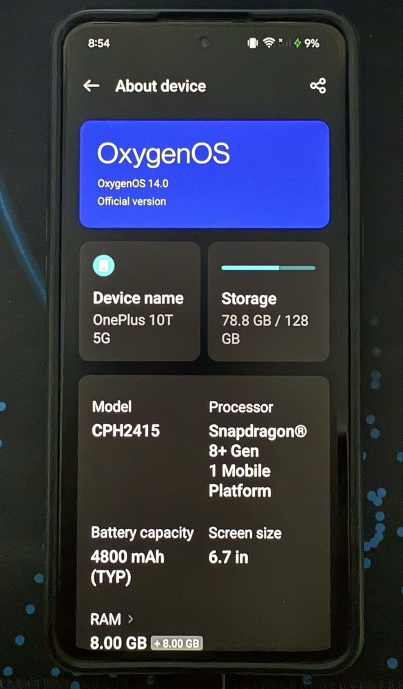 One Plus 10 T Black 5G 128 GB + Cadou