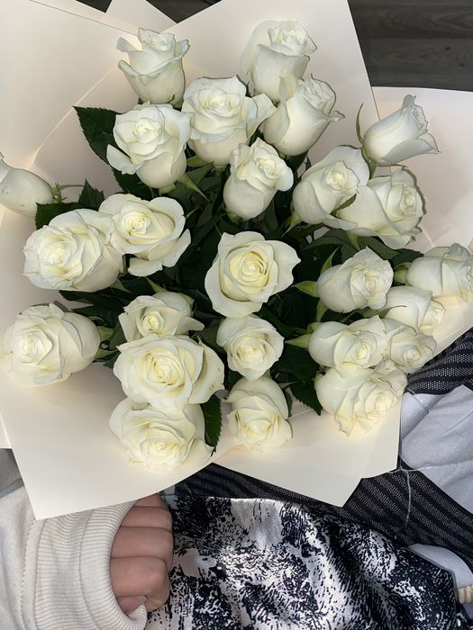 Цветы 25 белые розы