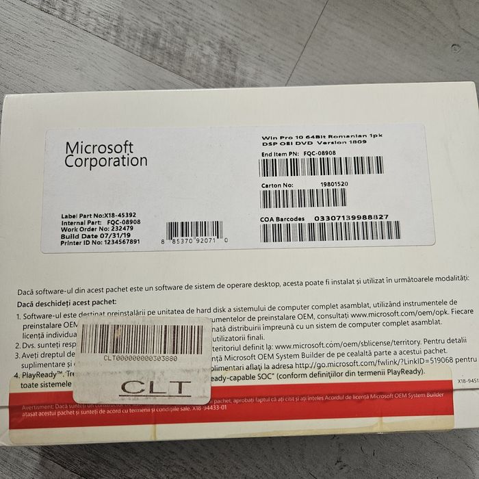 Win pro 10 64bit romanian v1809