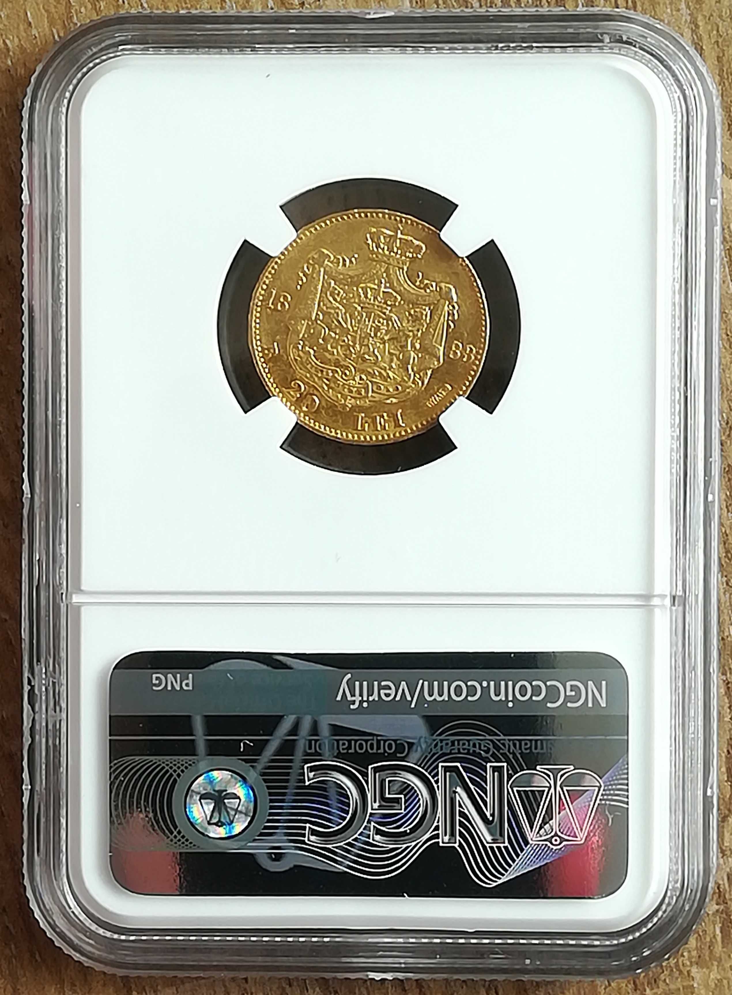Moneda AUR 20 lei 1883 si 20 lei 1890 AU58, certificata, gradata NGC.