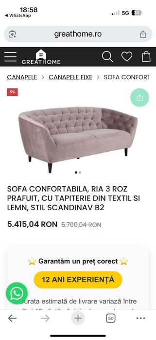 Vand canapea 3 locuri si fotoliu