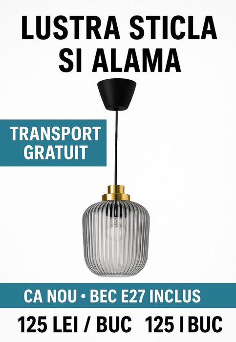 Ca NOU 2xLustre IKEA SOLKLINT Sticla/Alama Bec incl +Transport Gratuit