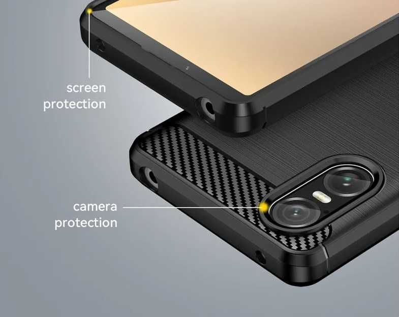 Sony Xperia 1 VI / 10 VI / 10V 5V 1V - Удароустойчив Кейс Гръб CARBON