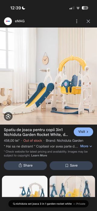 Spatiu de joaca pentru copii 3in1 - leagan, tobogan, cos de baschet