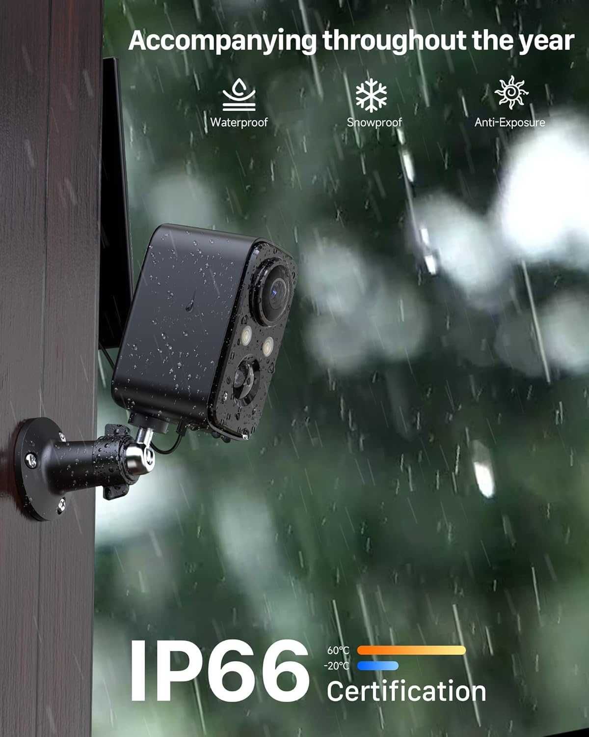 Комплект 2бр. безжични СОЛАРНИ охранителни камери с IP66,нощно виждане