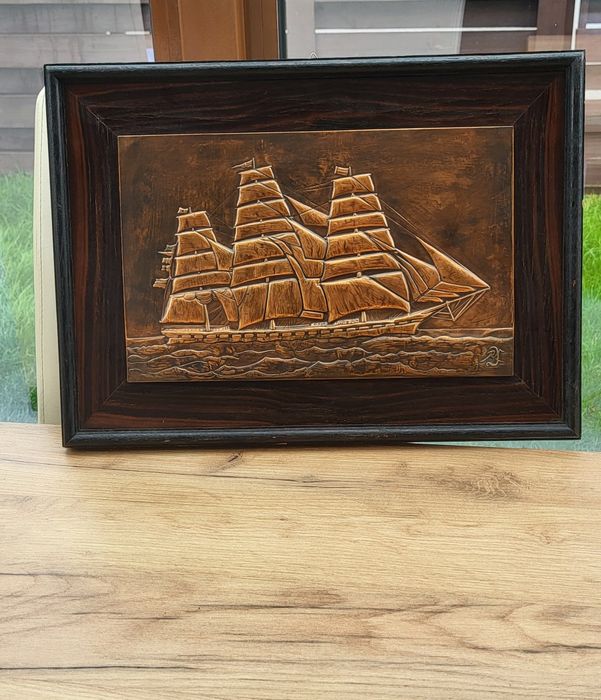 Tablou corabie cupru