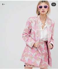 Sacou dama ASOS oversized roz cu motive florale