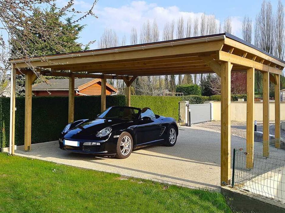 Carport, pergola/acoperis pentru masina din lemn stratificat si masiv