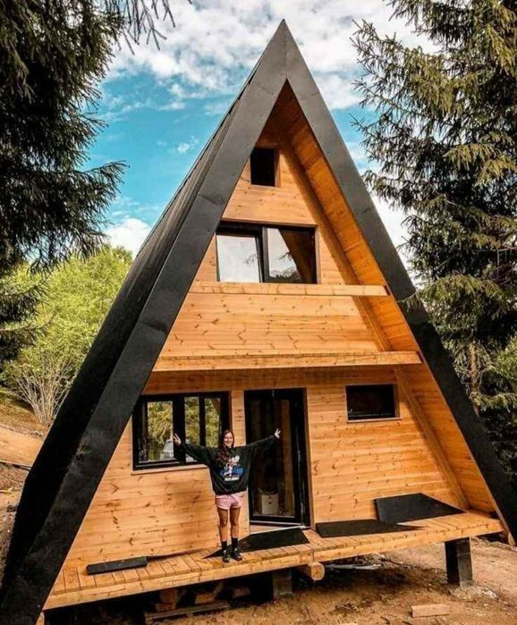 Cabane tip A din lemn masiv