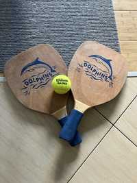 Set rachete lemn tenis plaja