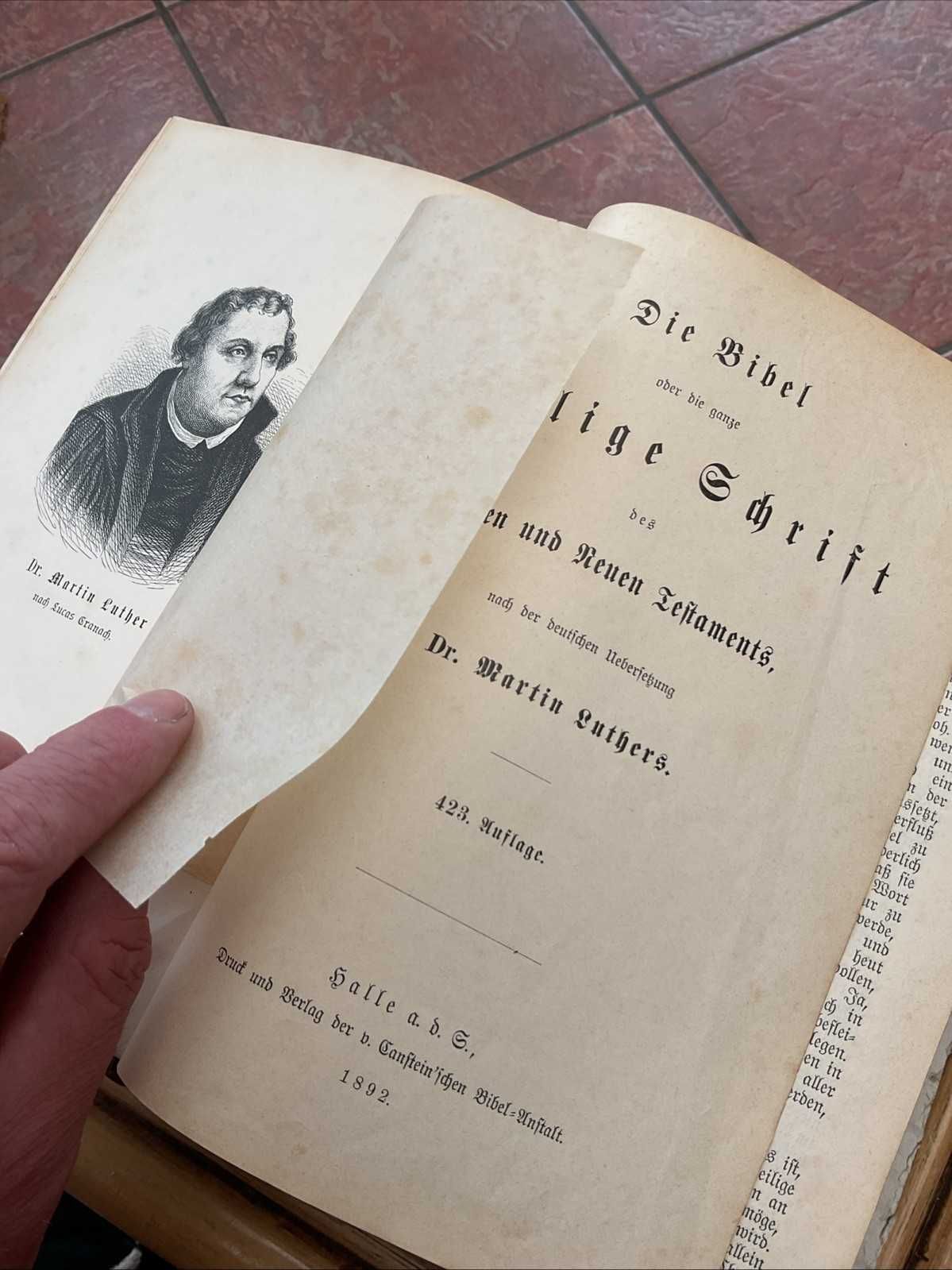 Biblia / Biblie veche , coperta  piele, germana, 1892 , 22x15 cm