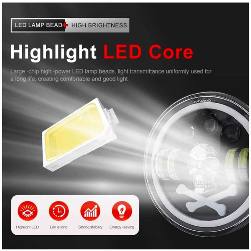 LED халоген фар 50W, 12-24V, 18 см, къси/дълги с DRL дневни светлини