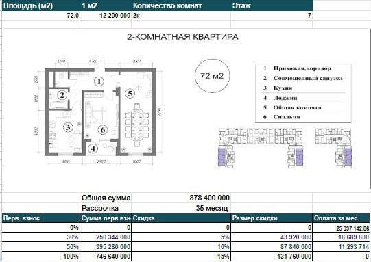 Новостройкада квартира! Бошлангич толов 0% (148397)