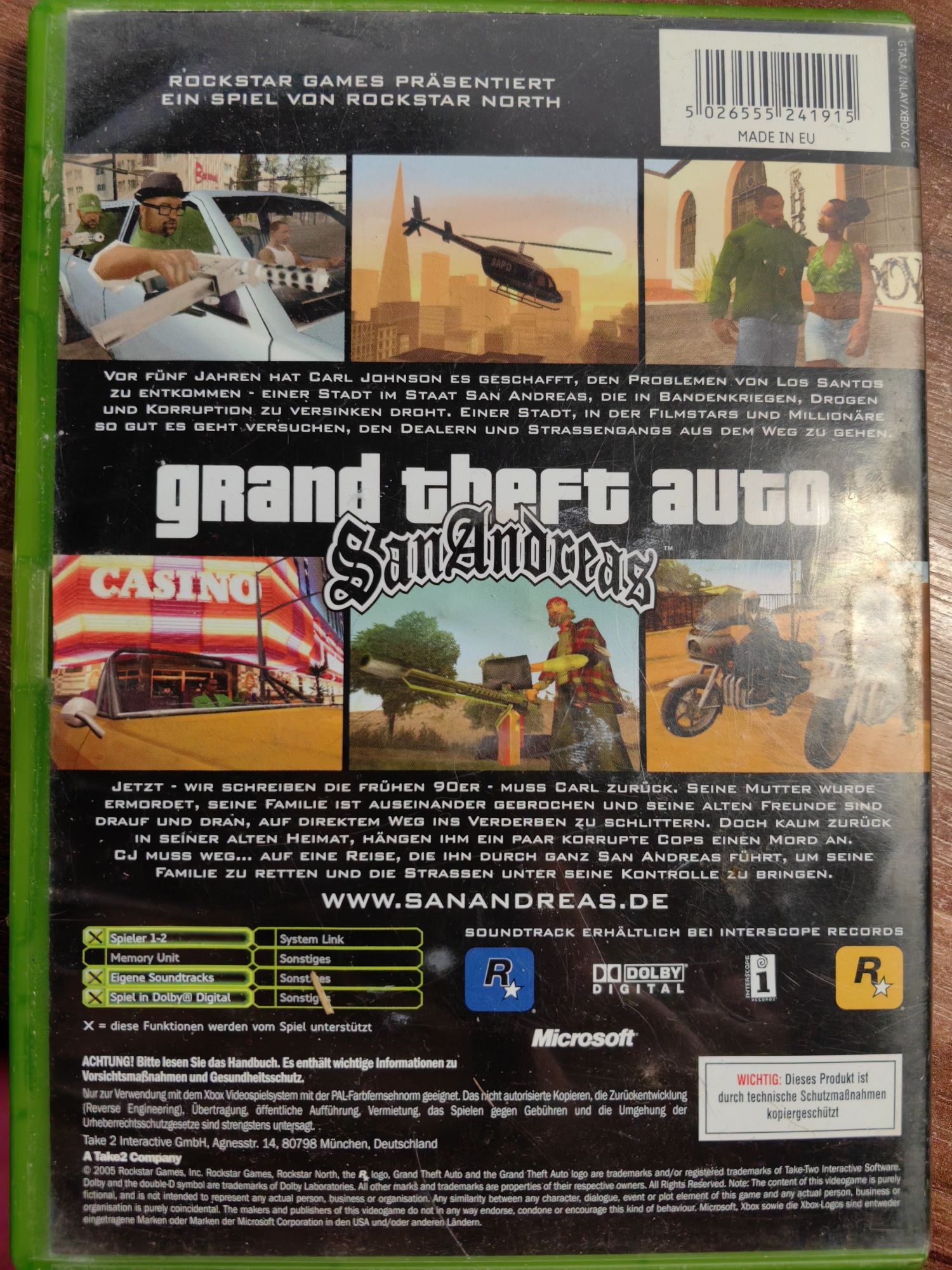 Grand Theft Auto San Andreas Xbox. Microsoft