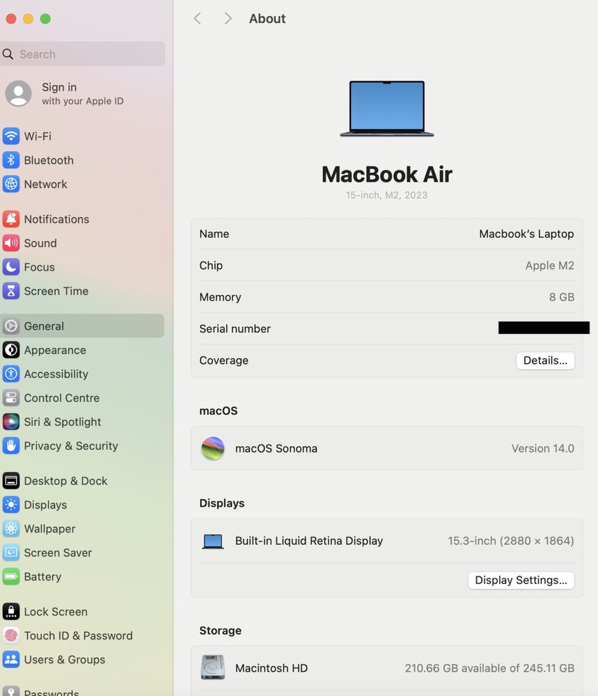MacBook Air 15 - inch / Apple M2 / RAM - 8 Gb / 256 gb |