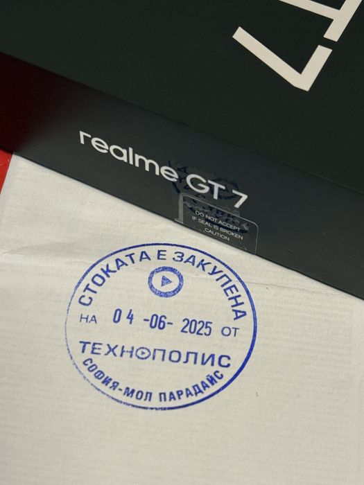 КАТО НОВ 512GB Realme GT 7 Гаранция Technopolis 2027г. Blue