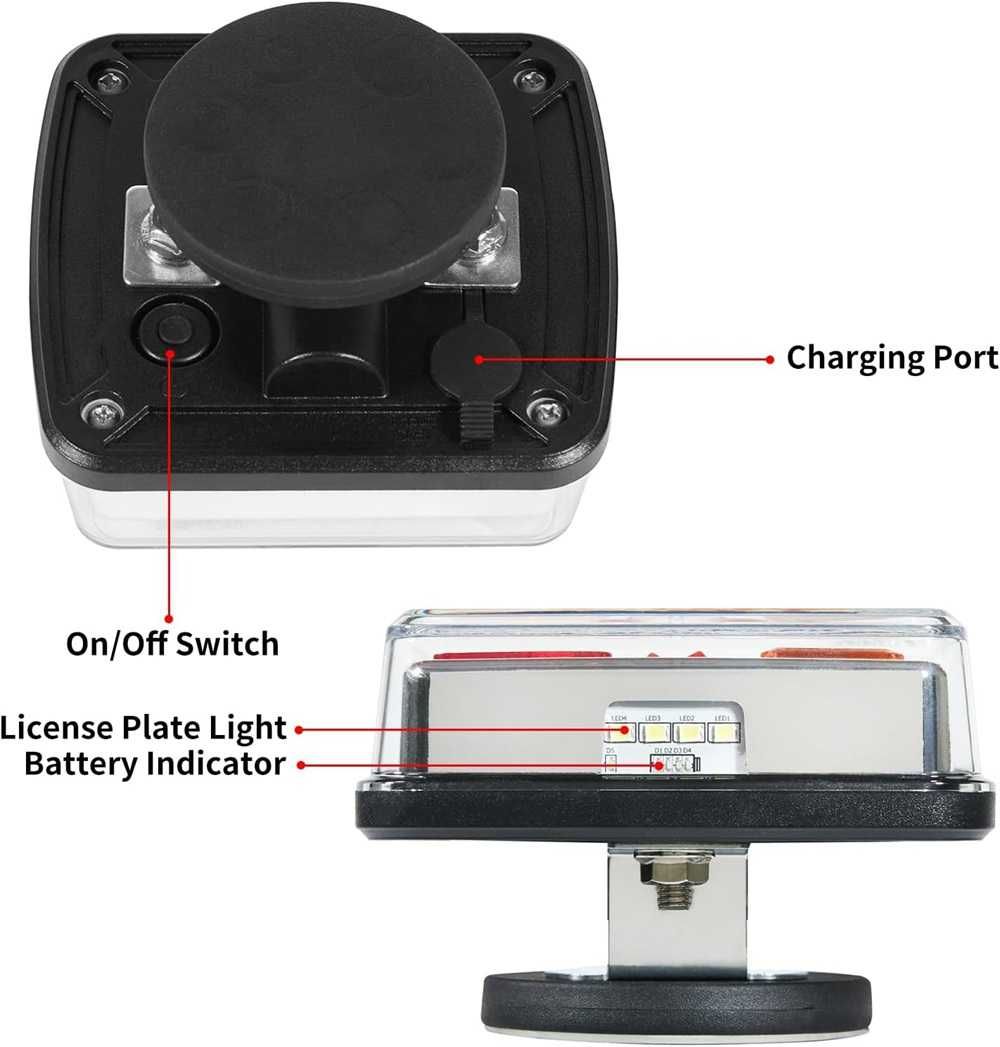 Магнитни, безжични (wireless) LED диодни стопове за Ремарке - 12V/24V