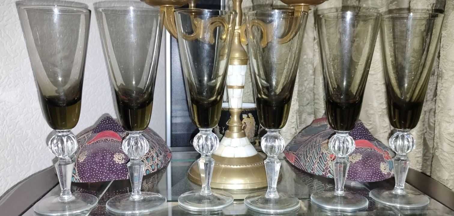 Фужеры из Дымчатого стекла для шампанского Муратов ГХЗ 6 шт