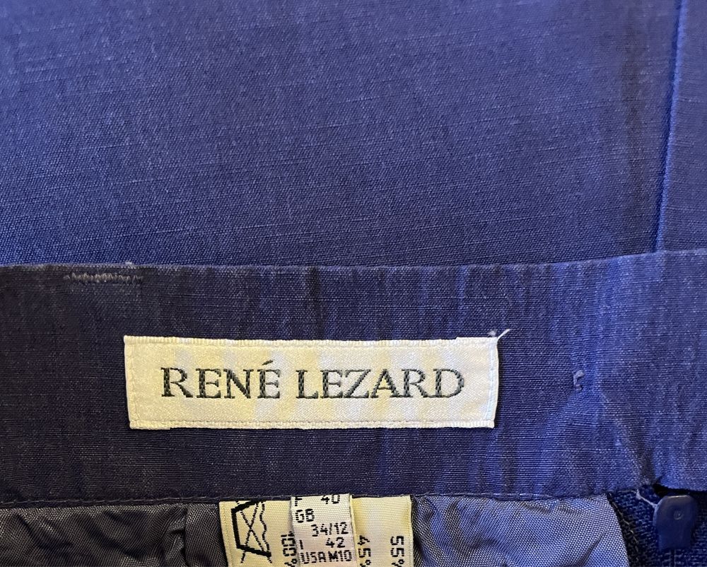 Fusta “Rene Lezard”, 55% matase, 45% in, marime 38, culoare albastru