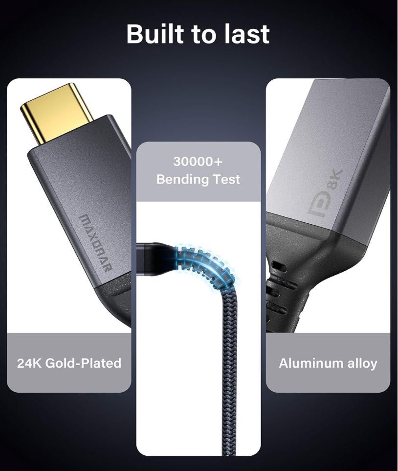 USB C към DisplayPort Адаптер 8K 60Hz DP1.4 Thunderbolt 3