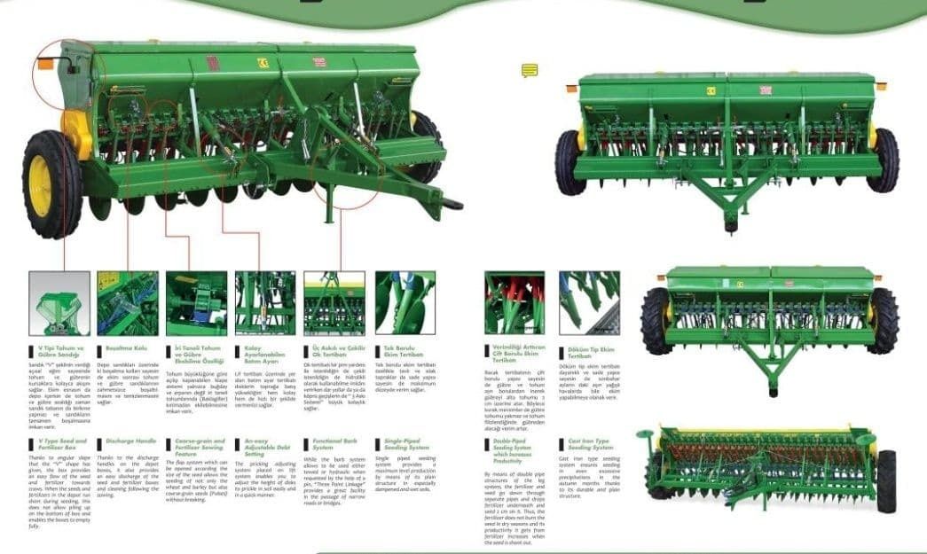 24 қаторли ғалла экиш сеялкаси, ўғитлагичли. Туркия