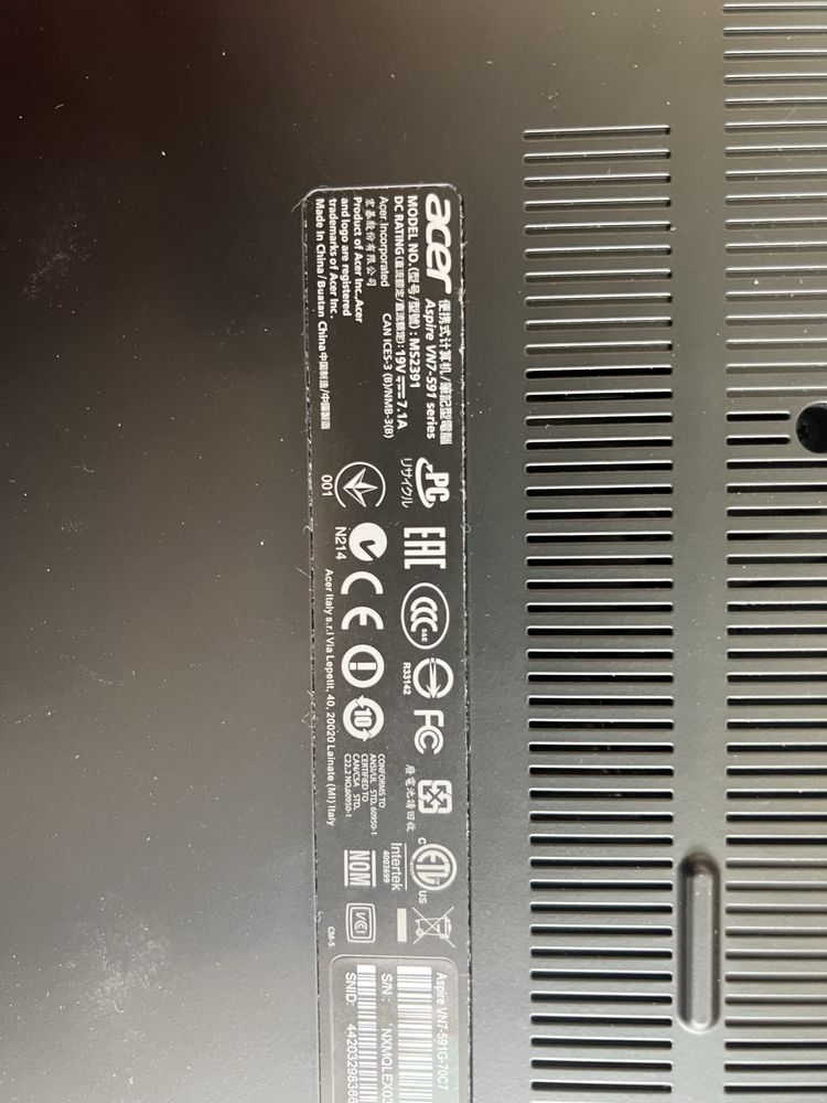 Лаптоп Acer Aspire vn7-591