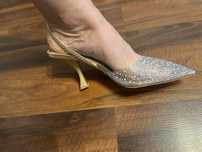 Pantofi sandale noi aurii toc de 8 cm comozi