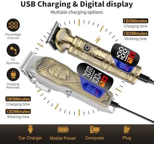 Комплект за подстригване и бръснене HIENA PRO, безжичен дизайн за мъже