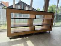 Vitrină / Tejghea comercială din lemn cu geamuri de sticla-180x90x60cm