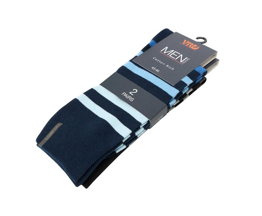 Памучни мъжки чорапи с десен, 5 броя, безшевни и с мек ластик