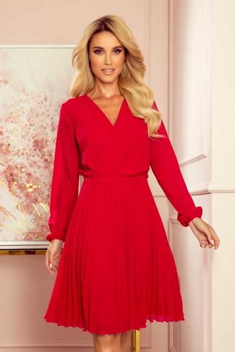 Rochie plisata midi casual nou rosu