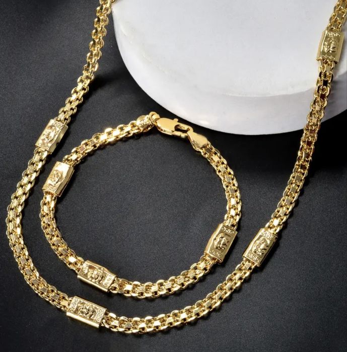 Set Versace Lanț + Bratară placat Aur 18K 55cm