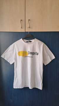 Tricou Palm Angels Los Angeles white sprayed yellow