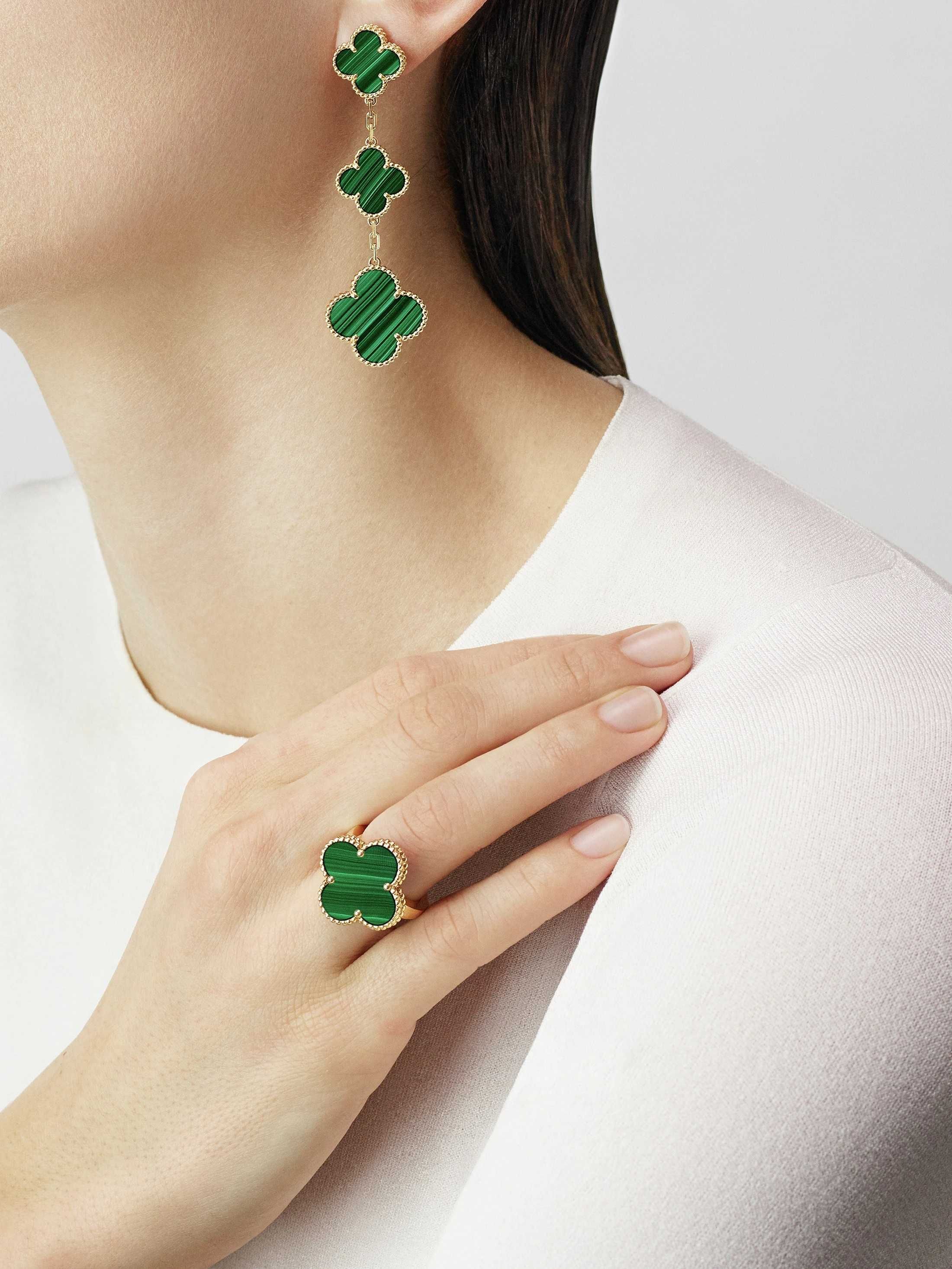 Van Cleef & Arpels VCA 3 Green Malachite Magic Alhambra Дамски Обеци