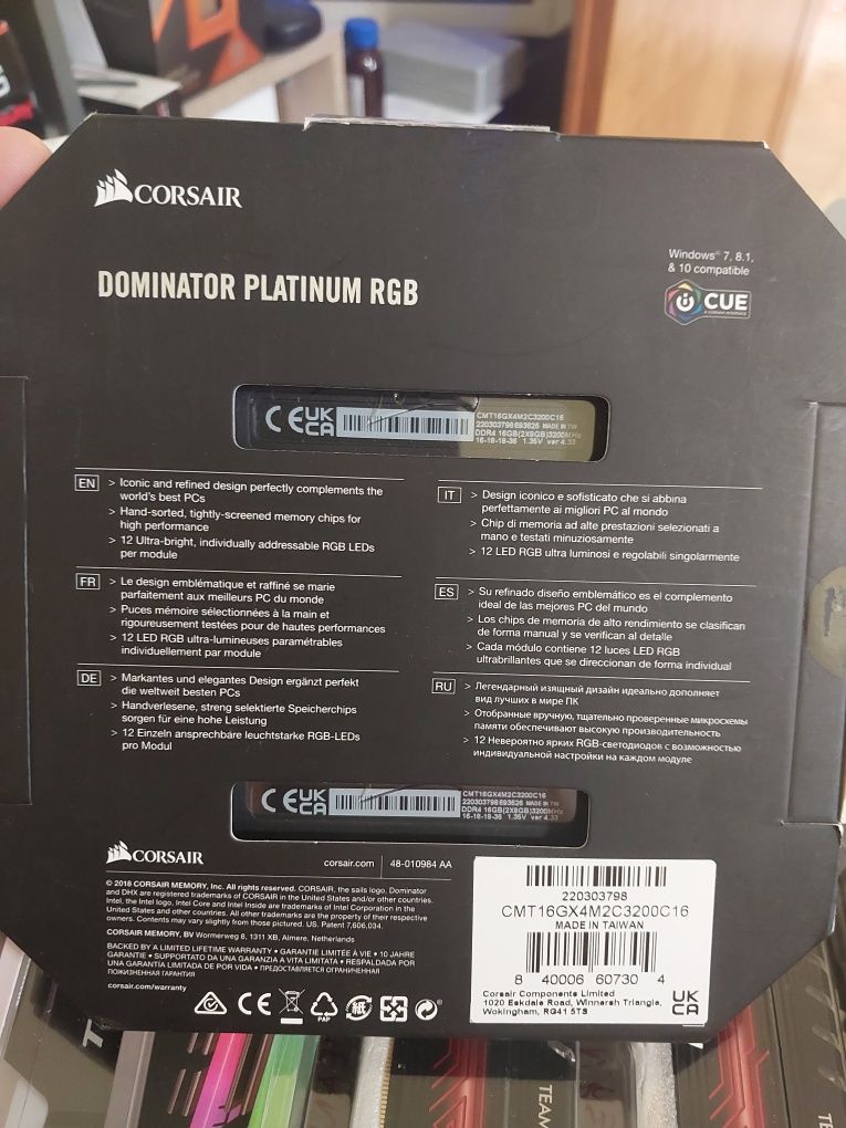 16GB 3200Mhz G.Skill TridentZ RGB , Corsair Dominator RGB Platinum