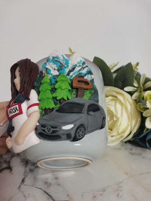 Cana asistenta decorata cu fimo