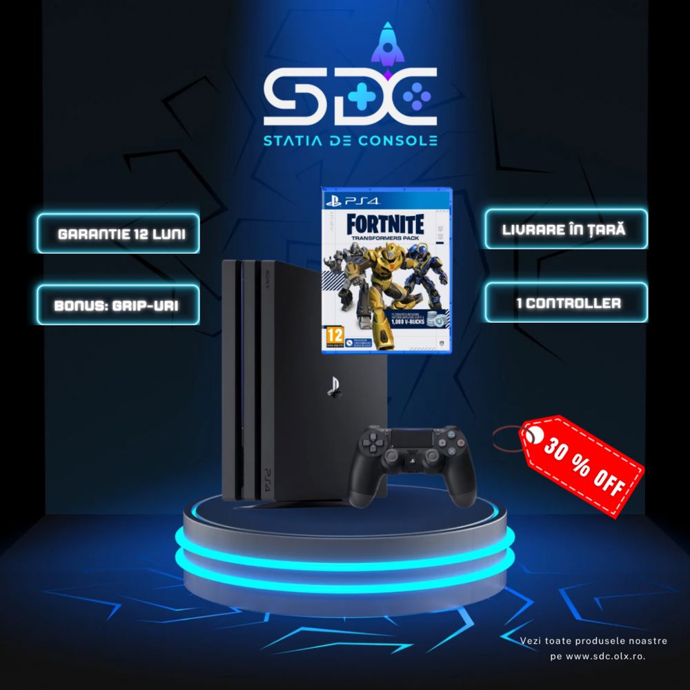 Playstation 4 PRO  (PS4 PRO 1TB) + FORTNINTE • Garantie 12 LUNI: