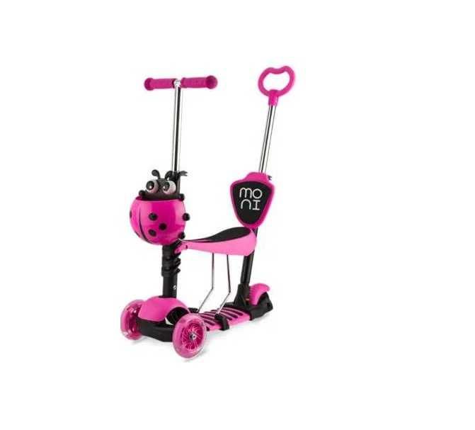 Trotineta evolutiva Moni maner parental si sezut  3 in 1 Lollipop Pink