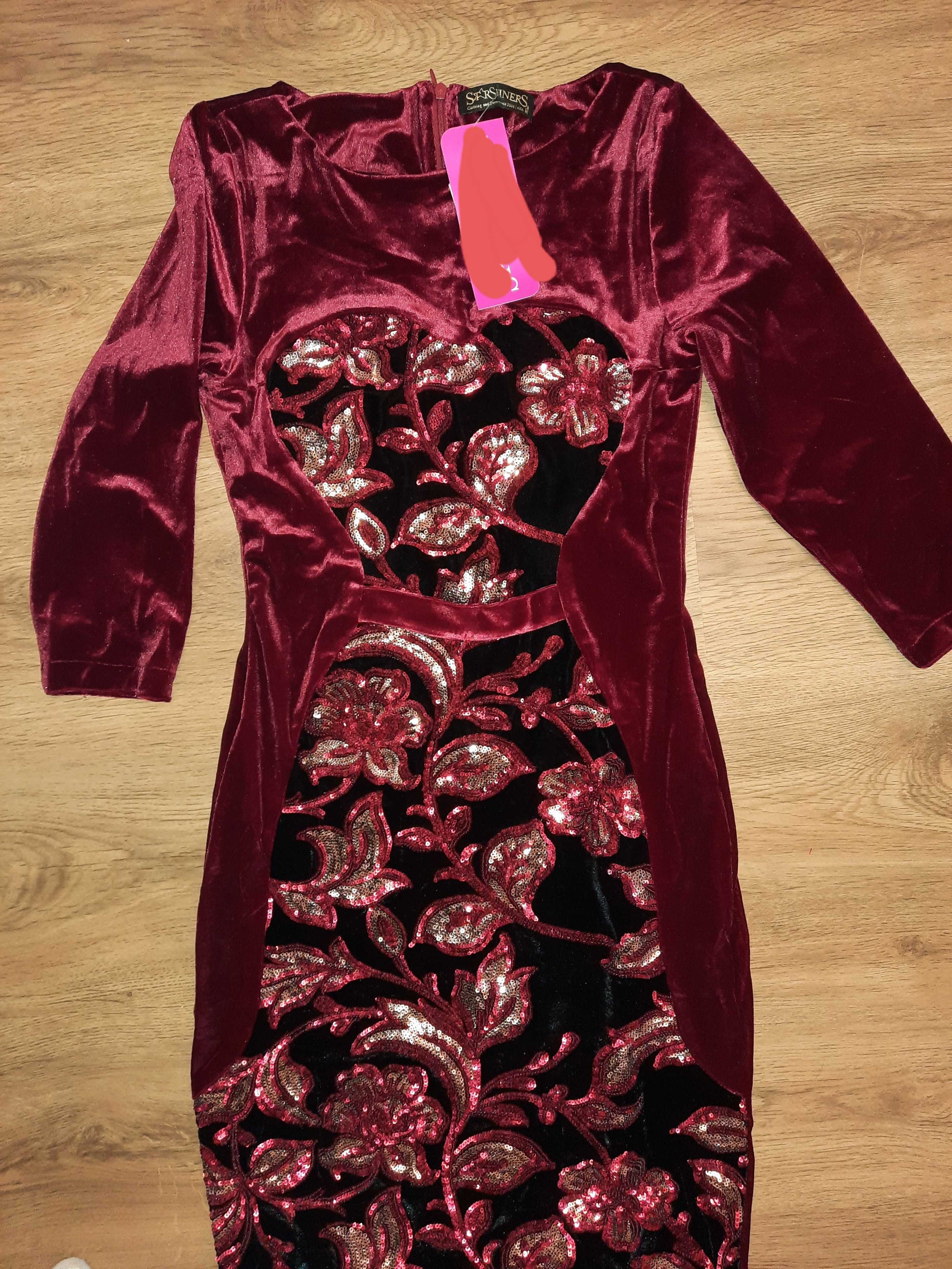 Rochie/rochita catifea roșie cu paiete noua