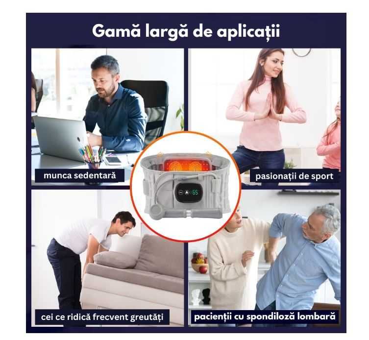 Centura decompresie lombara profesionala, 3 moduri de Incalzire