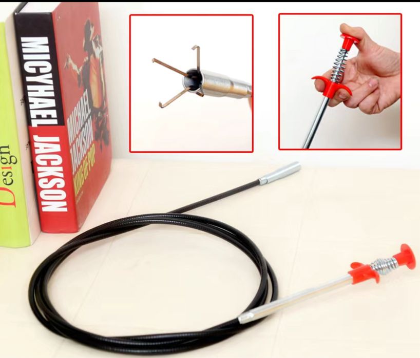 Сантехнический трос с зажимом для прочистки труб и удаления