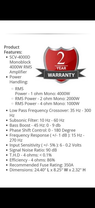 Усилвател Моноблок Sundown audio SCV-4000 D