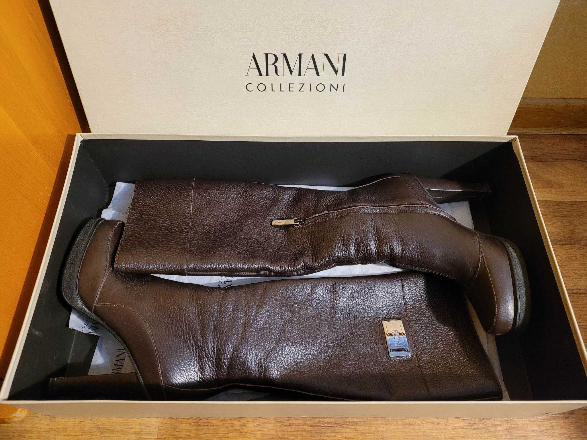 Сапоги Armani, 39 размер , женские, осенние, коричневые, на каблуке