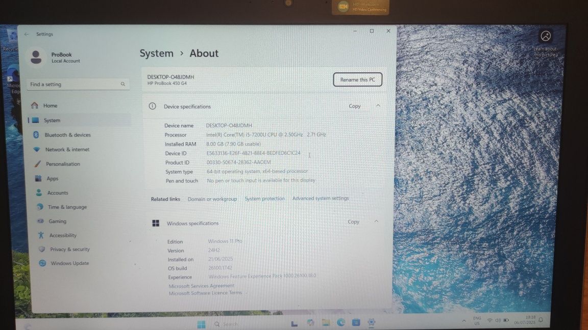 Laptop HP ProBook 450 G4
